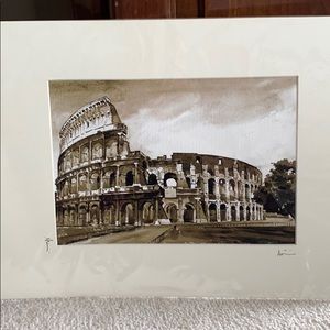 Watercolor B&W of Roman Coliseum-artist signed